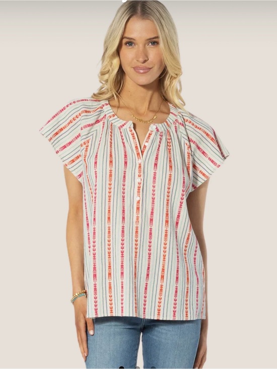 dylan Tops - Dylan Kenzie Blouse XL Striped Flutter Sleeve Boho Top